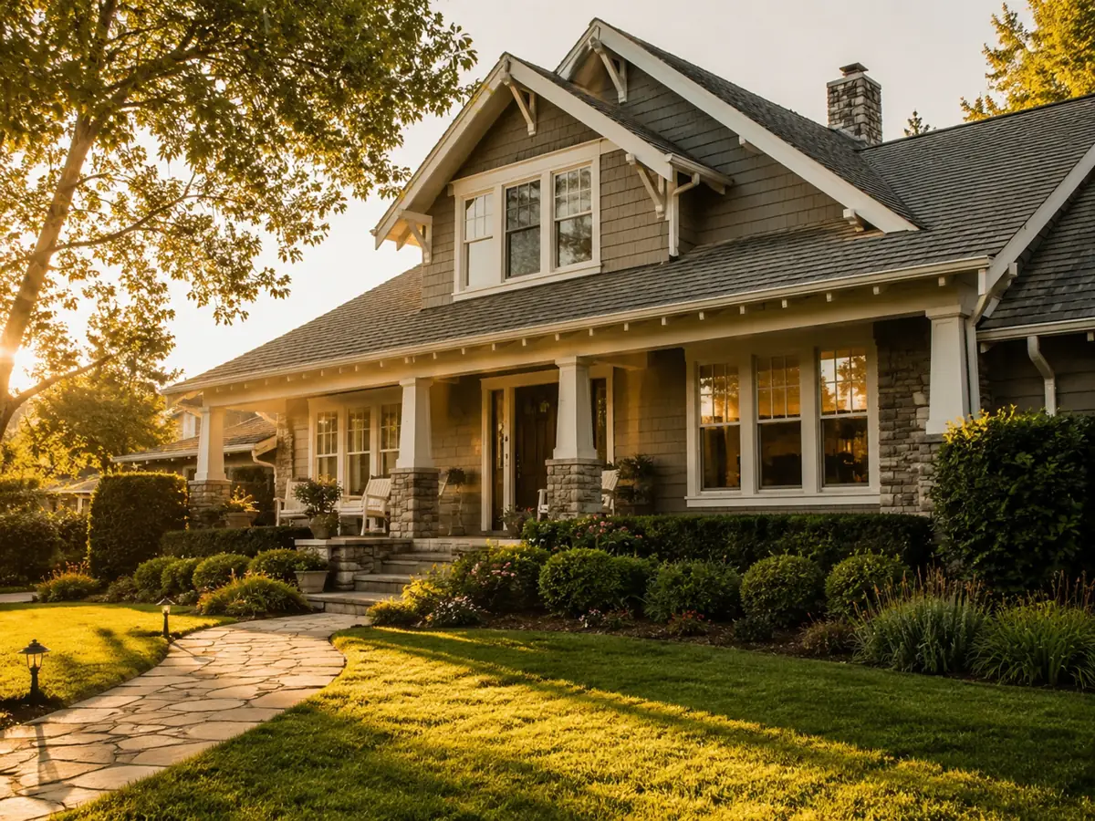 A family home in warm evening light