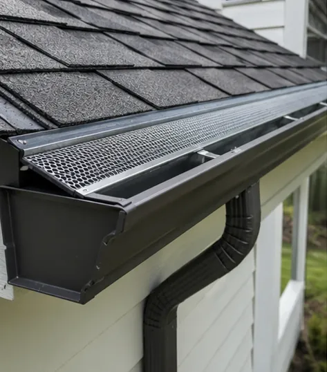 New seamless gutters fitted with leaf guards